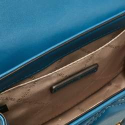 Pre Owned Michael Kors Two Tone Blue Quilted Faux Leather Small Serena Crossbody Bag