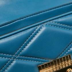 Pre Owned Michael Kors Two Tone Blue Quilted Faux Leather Small Serena Crossbody Bag