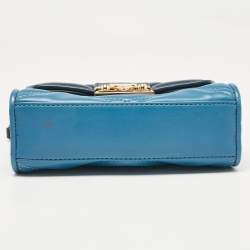 Pre Owned Michael Kors Two Tone Blue Quilted Faux Leather Small Serena Crossbody Bag