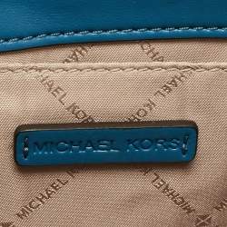 Pre Owned Michael Kors Two Tone Blue Quilted Faux Leather Small Serena Crossbody Bag