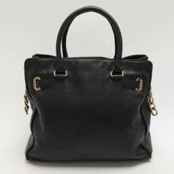 Pre Owned MICHAEL Michael Kors Black Leather Large Hamilton North South Tote