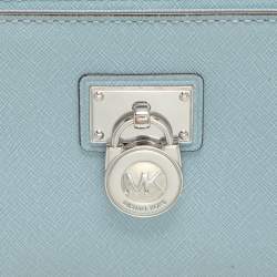 Pre Owned Michael Kors Blue Leather Zip Around Wallet
