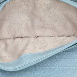 Pre Owned Michael Kors Blue Leather Zip Around Wallet