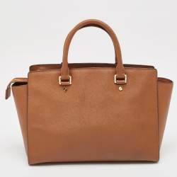 Pre Owned Michael Kors Brown Leather Large Selma Tote