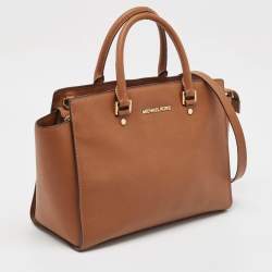 Pre Owned Michael Kors Brown Leather Large Selma Tote