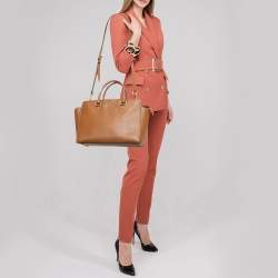Pre Owned Michael Kors Brown Leather Large Selma Tote