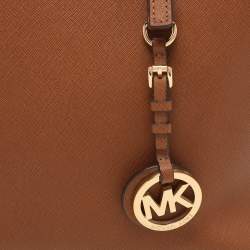 Michael Kors Brown Saffiano Leather Small Jet Set Travel Tote