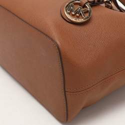Michael Kors Brown Saffiano Leather Small Jet Set Travel Tote