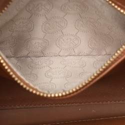 Michael Kors Brown Saffiano Leather Small Jet Set Travel Tote