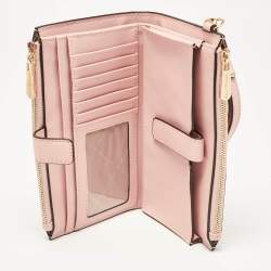 Pre Owned محفظة توري برش جيت سيت ترافيل كانفاس مقوى بني سحاب مزدوج حمالة معصم