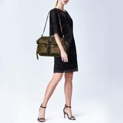 مملوكة مسبقًا Michael Kors Green/Black Studded Satin Olivia Shoulder Bag