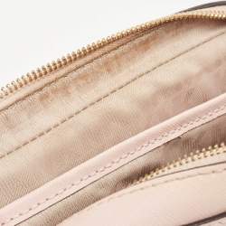 Pre Owned Michael Kors Light Pink Leather Lasercut East West Crossbody Bag