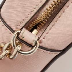 Pre Owned Michael Kors Light Pink Leather Lasercut East West Crossbody Bag