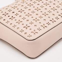 Pre Owned Michael Kors Light Pink Leather Lasercut East West Crossbody Bag
