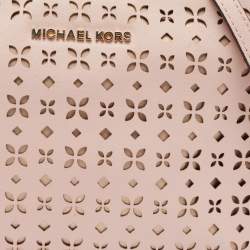 Pre Owned Michael Kors Light Pink Leather Lasercut East West Crossbody Bag