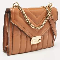 Michael Kors Brown Quilted Leather Large Whitney Shoulder Bag