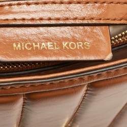 Michael Kors Brown Quilted Leather Large Whitney Shoulder Bag