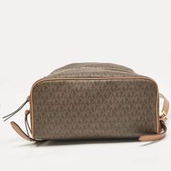 Michael Kors Brown Signature Coated Canvas and Leather Medium Rhea Backpack