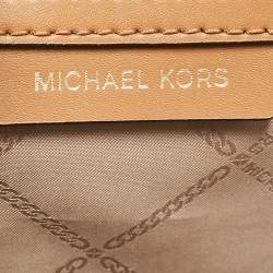 Michael Kors Brown Signature Coated Canvas and Leather Medium Rhea Backpack