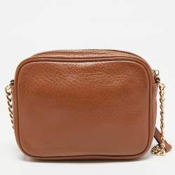 Michael Kors Brown Leather Mini Camera Crossbody Bag