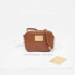 Michael Kors Brown Leather Mini Camera Crossbody Bag