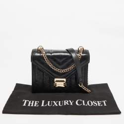 Michael Kors Black Quilted Glossy Leather Large Whitney Shoulder Bag