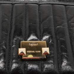Michael Kors Black Quilted Glossy Leather Large Whitney Shoulder Bag