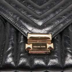 Michael Kors Black Quilted Glossy Leather Large Whitney Shoulder Bag