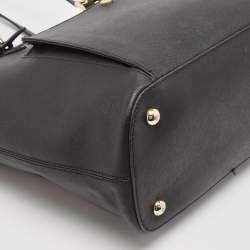 Michael Kors Black Leather Jet Set Top Zip Tote