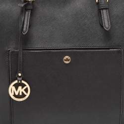 Michael Kors Black Leather Jet Set Top Zip Tote