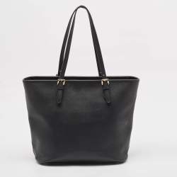 Michael Kors Black Leather Jet Set Top Zip Tote