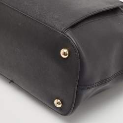 Michael Kors Black Leather Jet Set Top Zip Tote