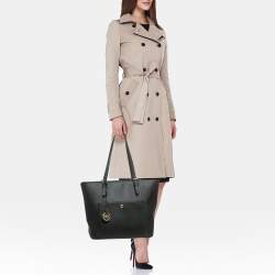 Michael Kors Black Leather Jet Set Top Zip Tote