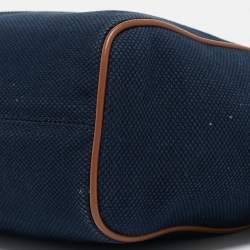 Michael Kors Navy Blue/Brown Canvas Small Talia Tote