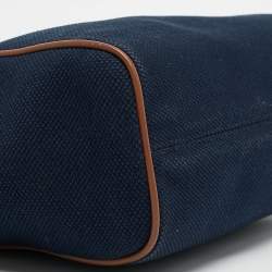 Michael Kors Navy Blue/Brown Canvas Small Talia Tote