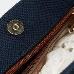 Michael Kors Navy Blue/Brown Canvas Small Talia Tote