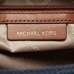 Michael Kors Navy Blue/Brown Canvas Small Talia Tote