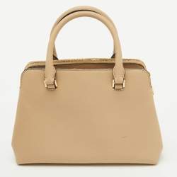 Pre Owned Michael Kors Beige Leather Small Idina Satchel