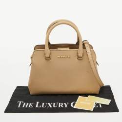 Pre Owned Michael Kors Beige Leather Small Idina Satchel