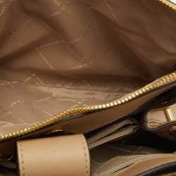 Pre Owned Michael Kors Beige Leather Small Idina Satchel