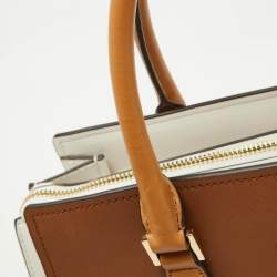 Michael Kors Brown/White Leather Large Hope Tote