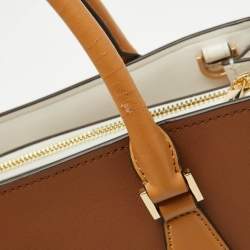Michael Kors Brown/White Leather Large Hope Tote