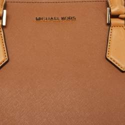 Michael Kors Brown/White Leather Large Hope Tote