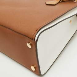 Michael Kors Brown/White Leather Large Hope Tote