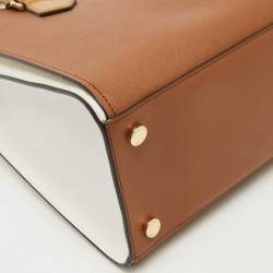 Michael Kors Brown/White Leather Large Hope Tote