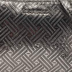 Pre Owned Michael Kors Metallic Grey Textured Suede Ginny Camera Crossbody Bag