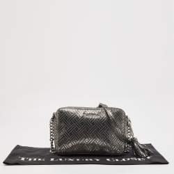 Pre Owned Michael Kors Metallic Grey Textured Suede Ginny Camera Crossbody Bag