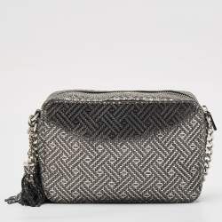 Pre Owned Michael Kors Metallic Grey Textured Suede Ginny Camera Crossbody Bag