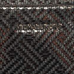 Pre Owned Michael Kors Metallic Grey Textured Suede Ginny Camera Crossbody Bag