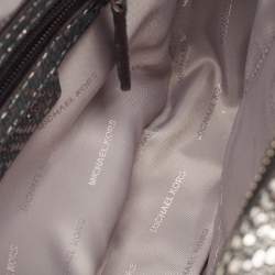 Pre Owned Michael Kors Metallic Grey Textured Suede Ginny Camera Crossbody Bag